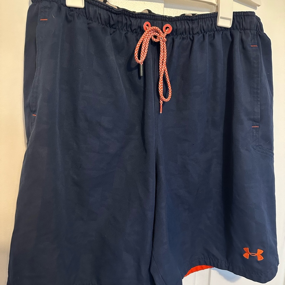 Men’s Under Armour shorts. Navy and orange. Good condition